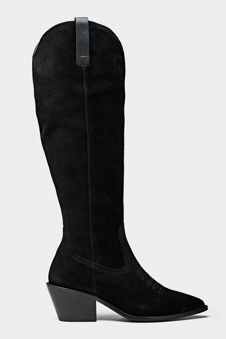 Shop_Oroh_Black Suede Knee High Boots _Online_at_Aza_Fashions