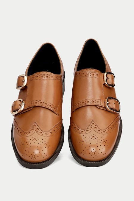 Shop Oroh Brown Tan Perforated Brogue Shoes at Aza Fashions Shop_Oroh_Brown Tan Perforated Brogue Shoes _at_Aza_Fashions
