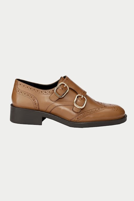 Oroh Brown Tan Perforated Brogue Shoes Online at Aza Fashions Oroh_Brown Tan Perforated Brogue Shoes _Online_at_Aza_Fashions