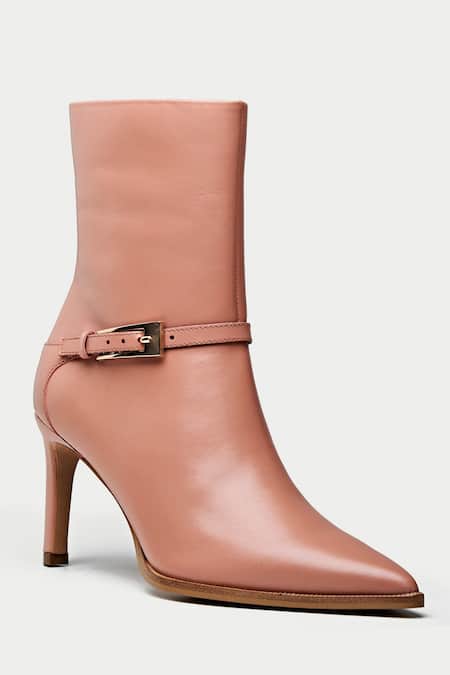 Oroh Pink Buckles Detail Ankle Boots Online at Aza Fashions Oroh_Pink Buckles Detail Ankle Boots _Online_at_Aza_Fashions