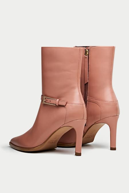 Shop Oroh Pink Buckles Detail Ankle Boots Online at Aza Fashions Shop_Oroh_Pink Buckles Detail Ankle Boots _Online_at_Aza_Fashions