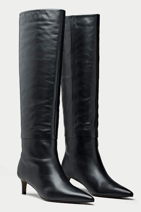 Oroh Black Genuine Leather Pointed Toe Boots 