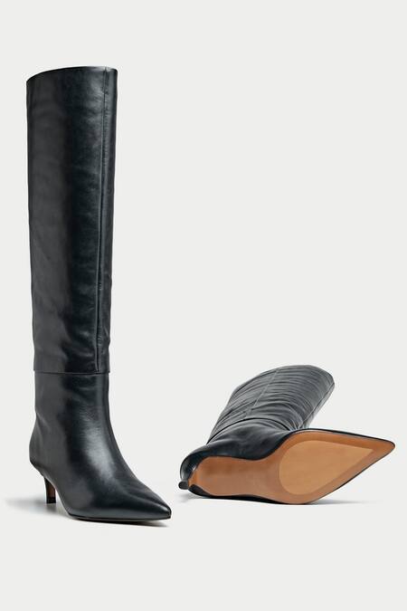 Shop Oroh Black Genuine Leather Pointed Toe Boots Online at Aza Fashions Shop_Oroh_Black Genuine Leather Pointed Toe Boots _Online_at_Aza_Fashions