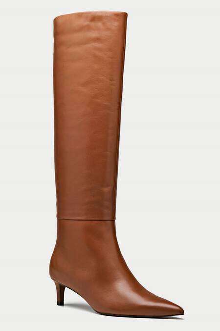 Oroh Brown Tan Pointed Toe Knee High Boots Online at Aza Fashions Oroh_Brown Tan Pointed Toe Knee High Boots _Online_at_Aza_Fashions