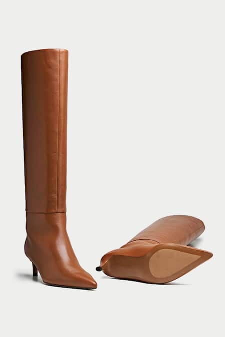 Oroh Brown Tan Pointed Toe Knee High Boots at Aza Fashions Oroh_Brown Tan Pointed Toe Knee High Boots _at_Aza_Fashions