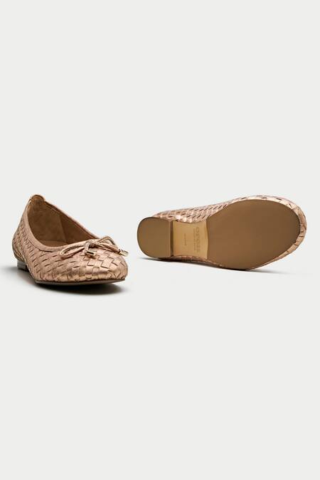 Oroh_Rose Gold Woven Ballerinas _at_Aza_Fashions