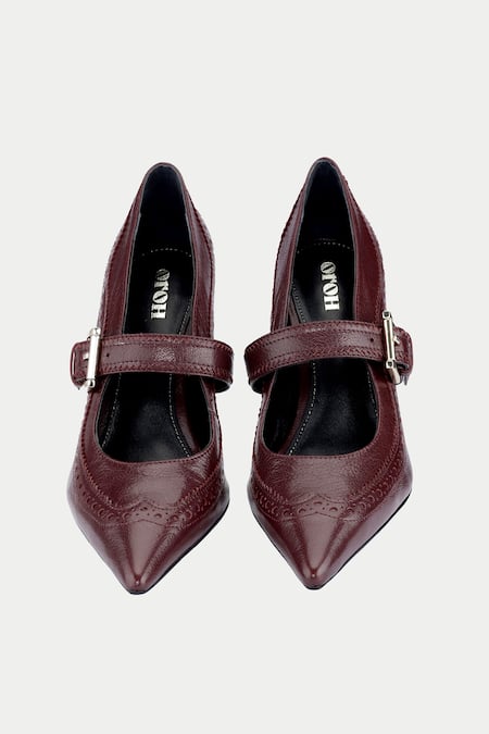Shop_OROH_Maroon Tapered Toe Mary Janes _at_Aza_Fashions
