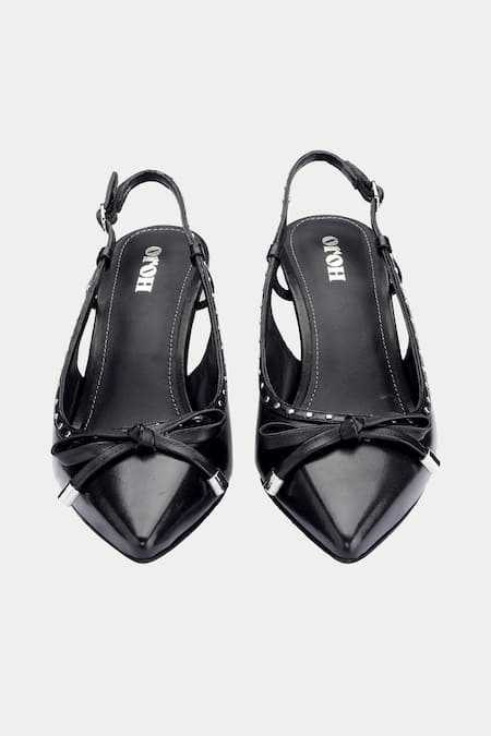 Shop Oroh Black Bows Tapered Toe Pump Heels at Aza Fashions Shop_Oroh_Black Bows Tapered Toe Pump Heels _at_Aza_Fashions