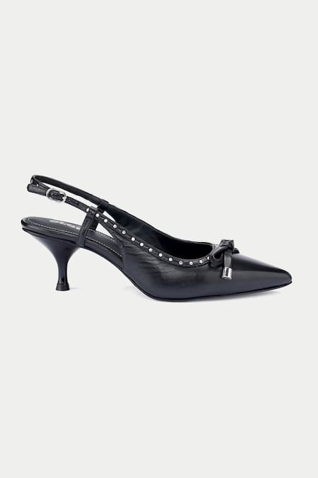 Oroh Black Bows Tapered Toe Pump Heels Online at Aza Fashions Oroh_Black Bows Tapered Toe Pump Heels _Online_at_Aza_Fashions