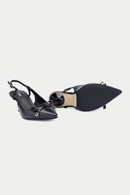 Oroh Black Bows Tapered Toe Pump Heels at Aza Fashions Oroh_Black Bows Tapered Toe Pump Heels _at_Aza_Fashions