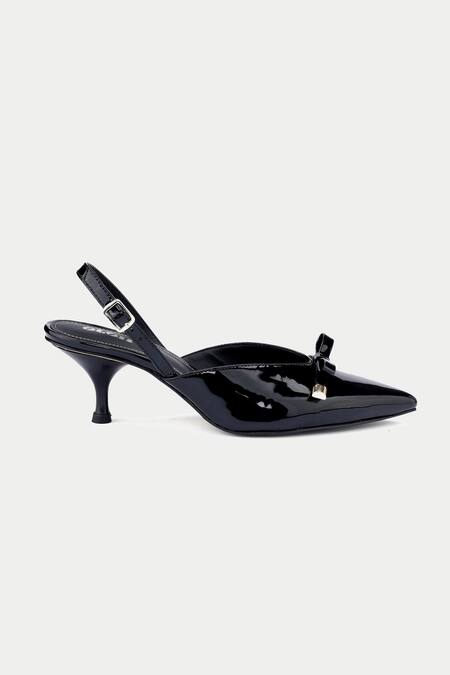 Oroh_Black Bows Tapered Toe Kitten Heels _Online_at_Aza_Fashions