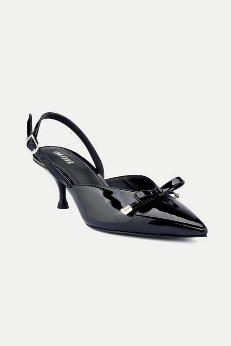 Buy_Oroh_Black Bows Tapered Toe Kitten Heels _Online_at_Aza_Fashions