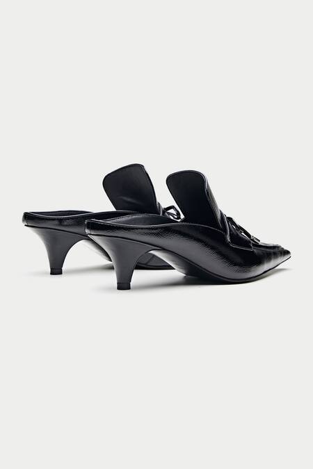 Buy Oroh Black Bows Tapered Toe Mule Heels Online at Aza Fashions Buy_Oroh_Black Bows Tapered Toe Mule Heels _Online_at_Aza_Fashions