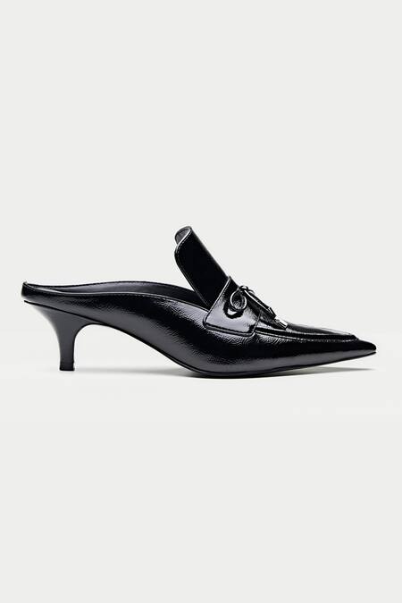 Oroh Black Bows Tapered Toe Mule Heels at Aza Fashions Oroh_Black Bows Tapered Toe Mule Heels _at_Aza_Fashions