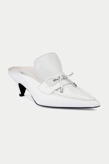 Buy_Oroh_White Bows Tassel Mule Heels _Online_at_Aza_Fashions