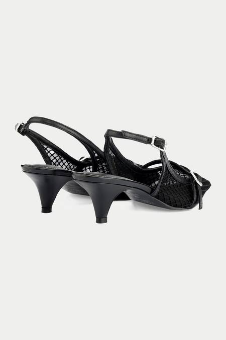 Oroh_Black Tapered Toe Sling Back Heels _at_Aza_Fashions