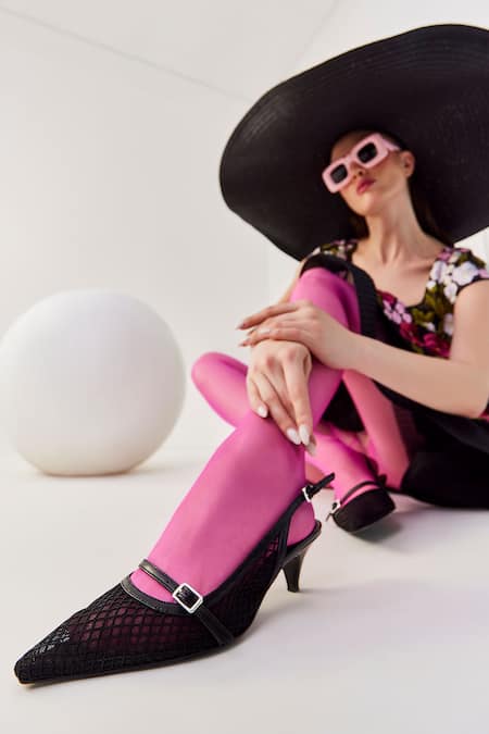 Shop_Oroh_Black Tapered Toe Sling Back Heels 