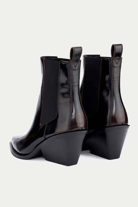 OROH_Brown Dark Designer Ankle Boots _at_Aza_Fashions