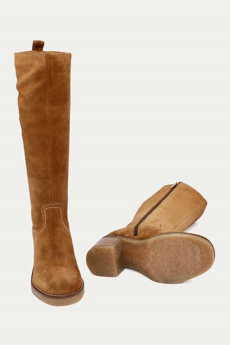 Buy_Oroh_Brown Tan Stitchline Thread Embroidered Boots 