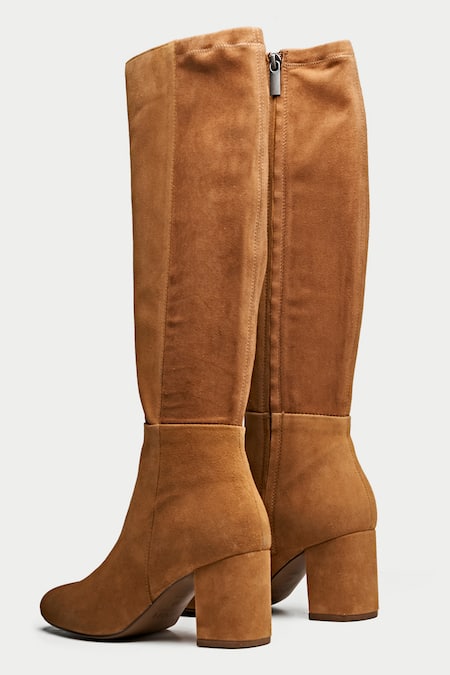 Oroh_Brown Tan Knee High Pointed Toe Boots _Online_at_Aza_Fashions