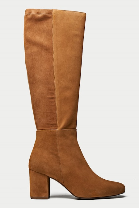 Oroh_Brown Tan Knee High Pointed Toe Boots _at_Aza_Fashions