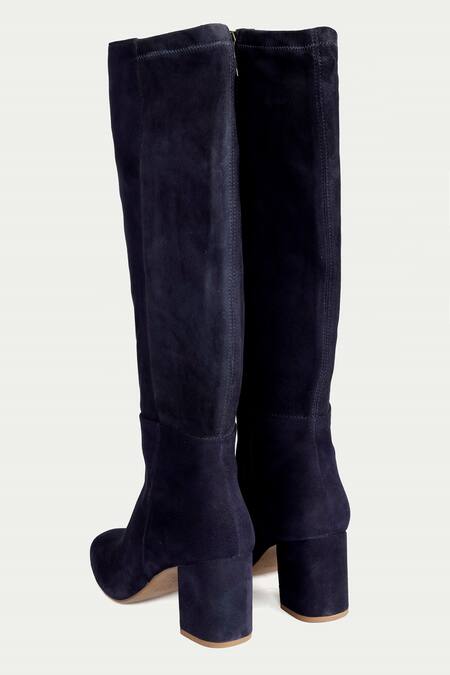 Oroh_Blue Knee High Leather Boots _at_Aza_Fashions