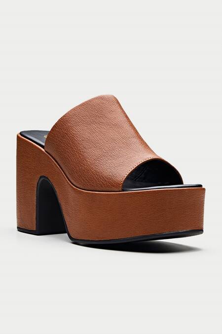 Oroh_Brown Textured Platform Sandals _Online_at_Aza_Fashions
