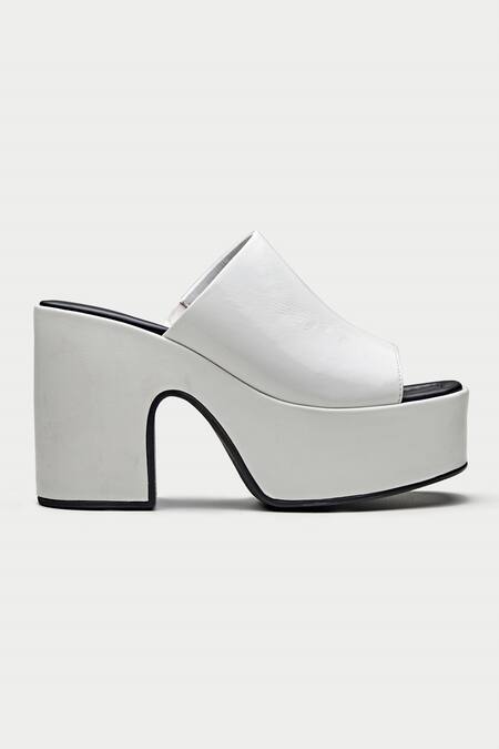 Oroh_White Textured Platform Heels _at_Aza_Fashions