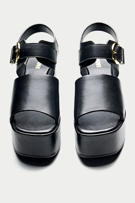 Shop Oroh Black Leather Platform Sandals at Aza Fashions Shop_Oroh_Black Leather Platform Sandals _at_Aza_Fashions