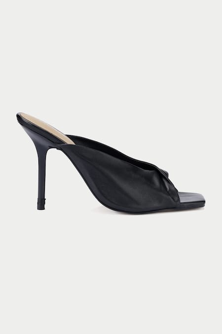 Oroh_Black Draped Pencil Heels _Online_at_Aza_Fashions