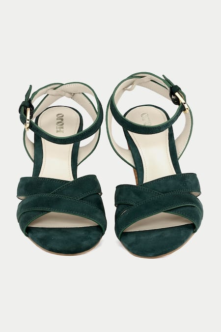 Shop Oroh Green Criss Cross Strappy Heels at Aza Fashions Shop_Oroh_Green Criss Cross Strappy Heels _at_Aza_Fashions