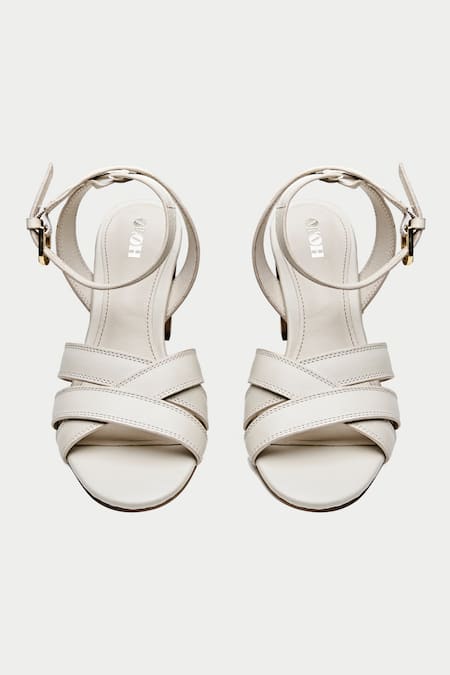 Shop Oroh Off White Designer Criss Cross Strappy Heels at Aza Fashions Shop_Oroh_Off White Designer Criss Cross Strappy Heels _at_Aza_Fashions