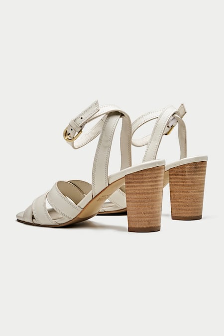 Oroh Off White Designer Criss Cross Strappy Heels Online at Aza Fashions Oroh_Off White Designer Criss Cross Strappy Heels _Online_at_Aza_Fashions