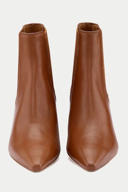 Shop_Oroh_Brown Tan Pointed Toe Ankle Boots _at_Aza_Fashions
