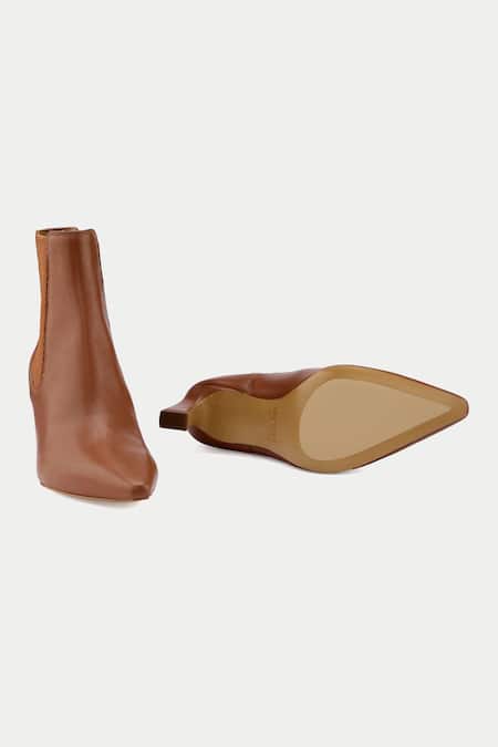 Shop_Oroh_Brown Tan Pointed Toe Ankle Boots _Online_at_Aza_Fashions