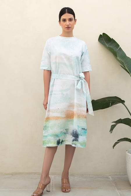 Merakus Moss Effect Print Midi Dress 