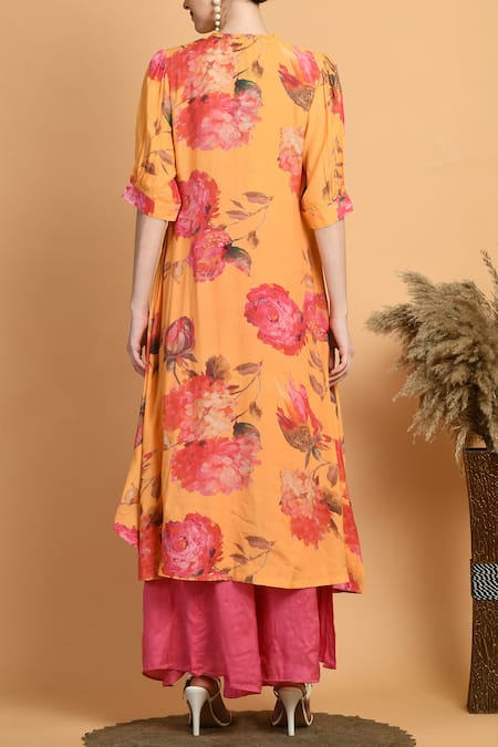 Samyukta Singhania Floral Print Asymmetric Kurta & Flared Pant Set 
