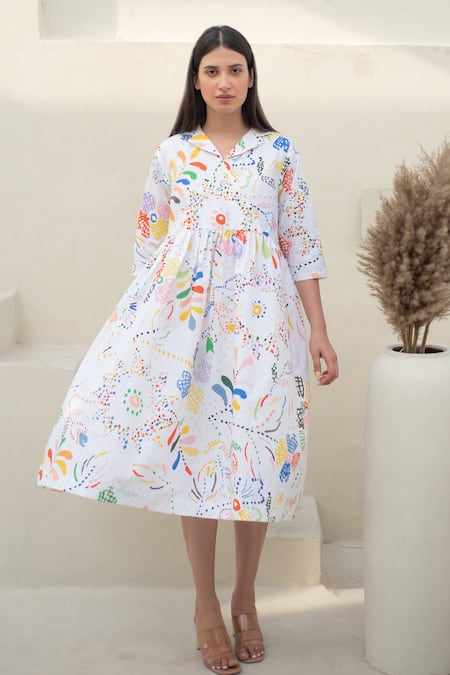 Merakus Fleur Scribble Print Dress 