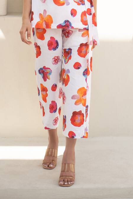 Buy_Merakus_Multi Color Cotton Collared Melrose Print Pant Set _Online_at_Aza_Fashions
