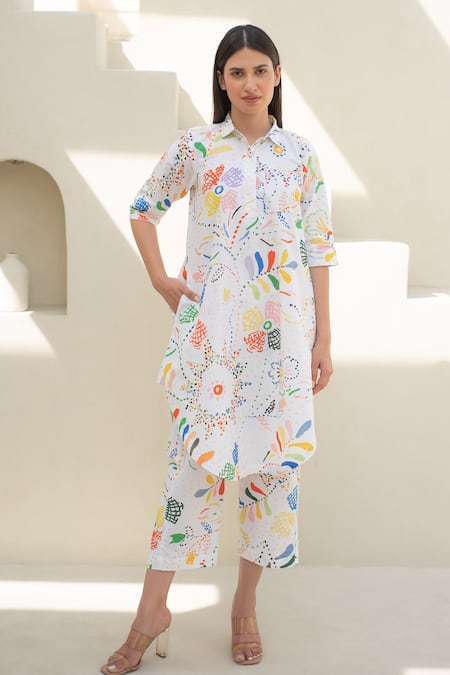 Merakus Abstract Floral Print Kurta With Pant 