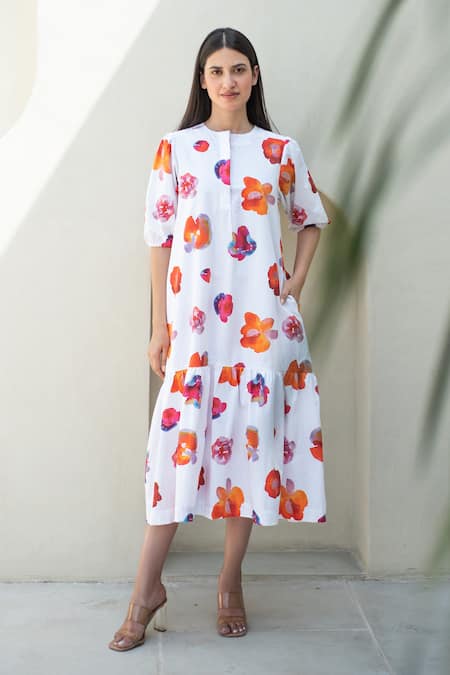 Merakus Bloom Print Midi Dress 