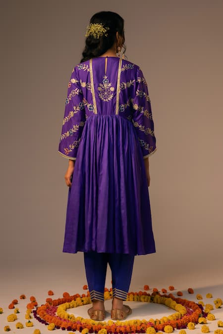 Svastih Blue Embroidered Anarkali Set With Salwar 