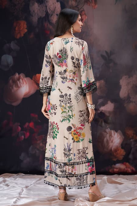 Amani Botanical Print Kaftan Dress 