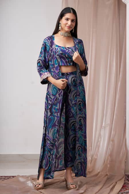 Amani Ikat Print Jacket Pant Set 