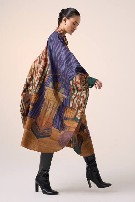 Shop_Cord_Multi Color Cotton Collared Multicolor Home Alone Print Midi Dress _Online_at_Aza_Fashions