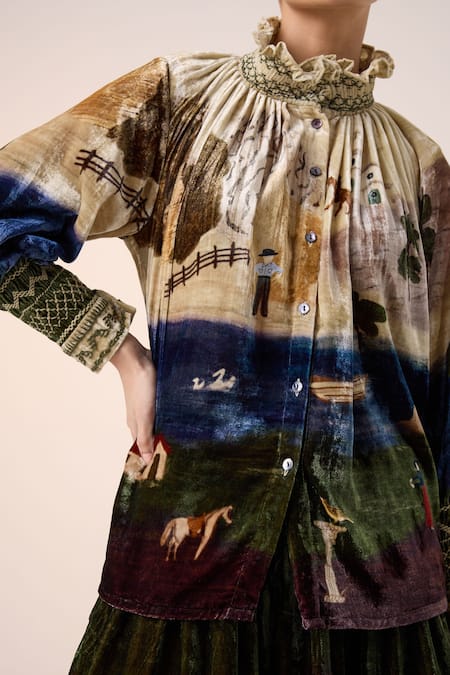 Shop Cord Purple Velvet Round , High Home Alone Print Top And Skirt Set Online at Aza Fashions Shop_Cord_Purple Velvet Round , High Home Alone Print Top And Skirt Set _Online_at_Aza_Fashions