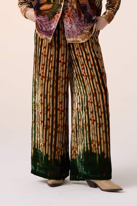 Shop_Cord_Multi Color Velvet Home Alone Print Pant _at_Aza_Fashions