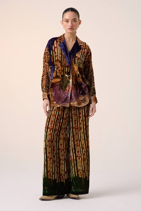 Buy_Cord_Multi Color Velvet Collared Multicolor Lounge Home Alone Print Set 