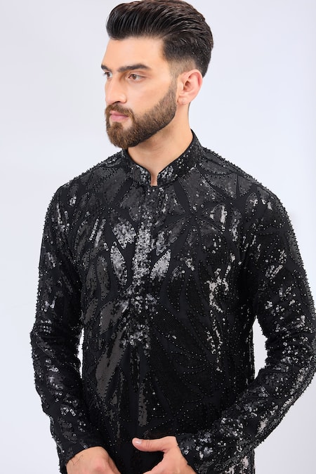 Buy Kasbah Black Georgette Cut Work, Sequins And Cutdana Embroidered Kurta Online at Aza Fashions Buy_Kasbah_Black Georgette Cut Work, Sequins And Cutdana Embroidered Kurta _Online_at_Aza_Fashions