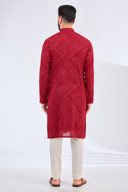 Kasbah Red Thread Embroidered Kurta 